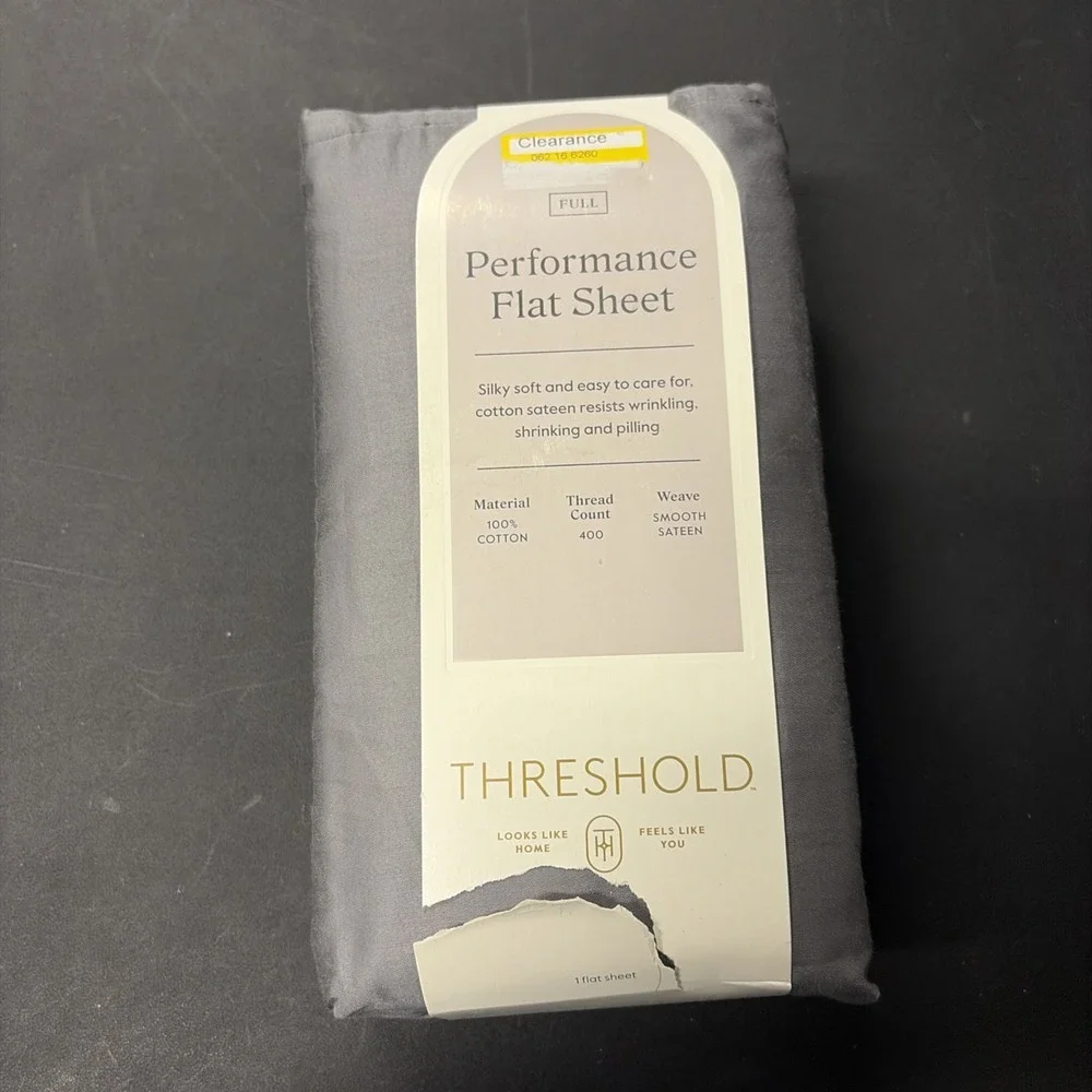 Full 400 Thread Count Performance Flat Sheet Dark Gray Threshold: Cotton 20530